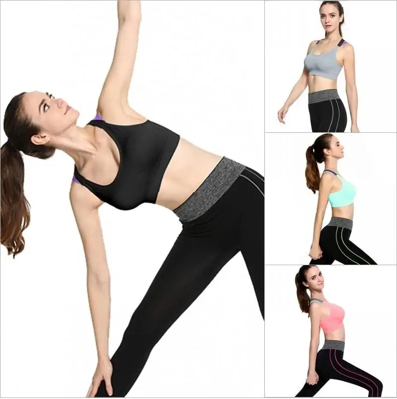 Sports Bra Full Cup Breathable Top Shockproof Cross Back Push Up Workout Underwear For Women Gym Running Jogging Yoga Fitness