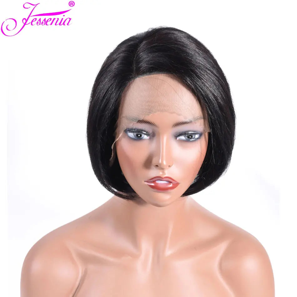 Human Hair 13X2 Wigs Short Pixie Cut Wigs Straight Bob HDTransparent Lace Frontal Wigs For Black Women 250Density Perruque Cheap