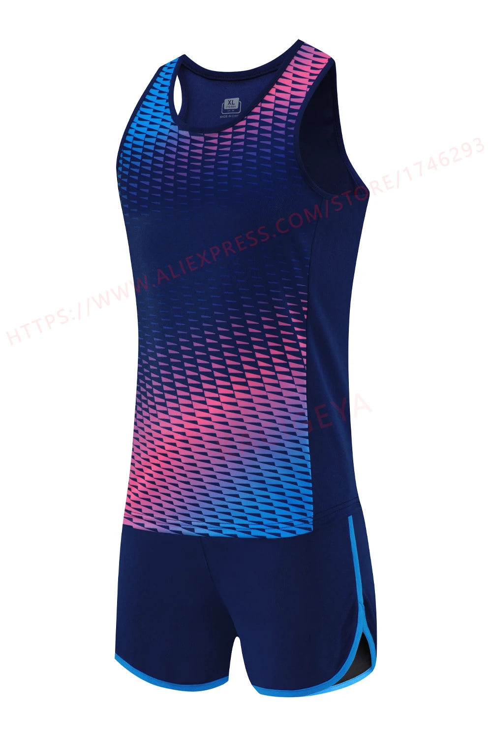 Men Running Tracksuits 2021 Track And Field Suits Quick Dry Marathon Athletics Sportswear Vest+Shorts Team Sport Set