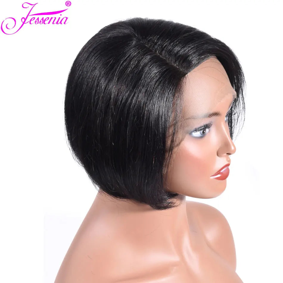 Human Hair 13X2 Wigs Short Pixie Cut Wigs Straight Bob HDTransparent Lace Frontal Wigs For Black Women 250Density Perruque Cheap