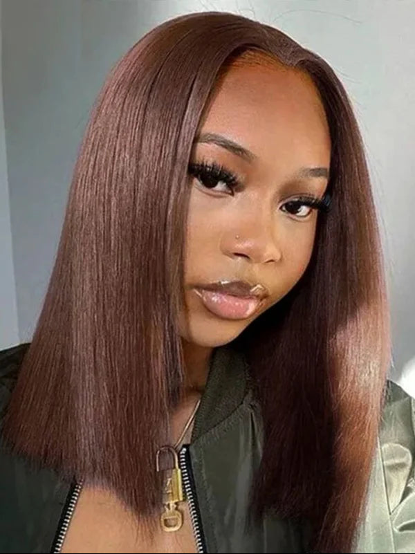 Chocolate Brown Sleek Bob · Glueless HD Lace