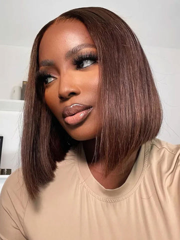 Chocolate Brown Sleek Bob · Glueless HD Lace style 1