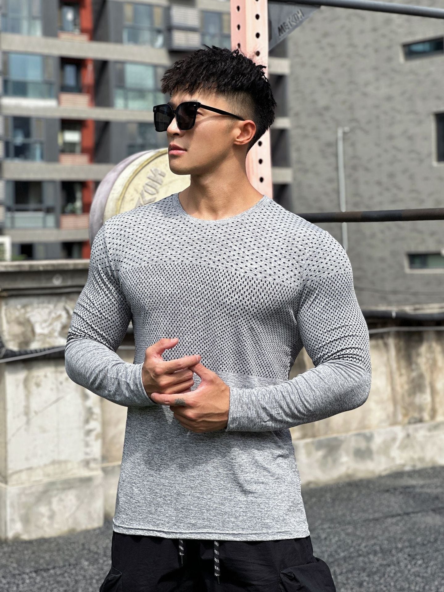 Men's Sport Long Sleeve Tops Quick Dry Fitness T-shirts Bodybuilding Gym Tees Casual Skinny Compress Clothing men Sportswear