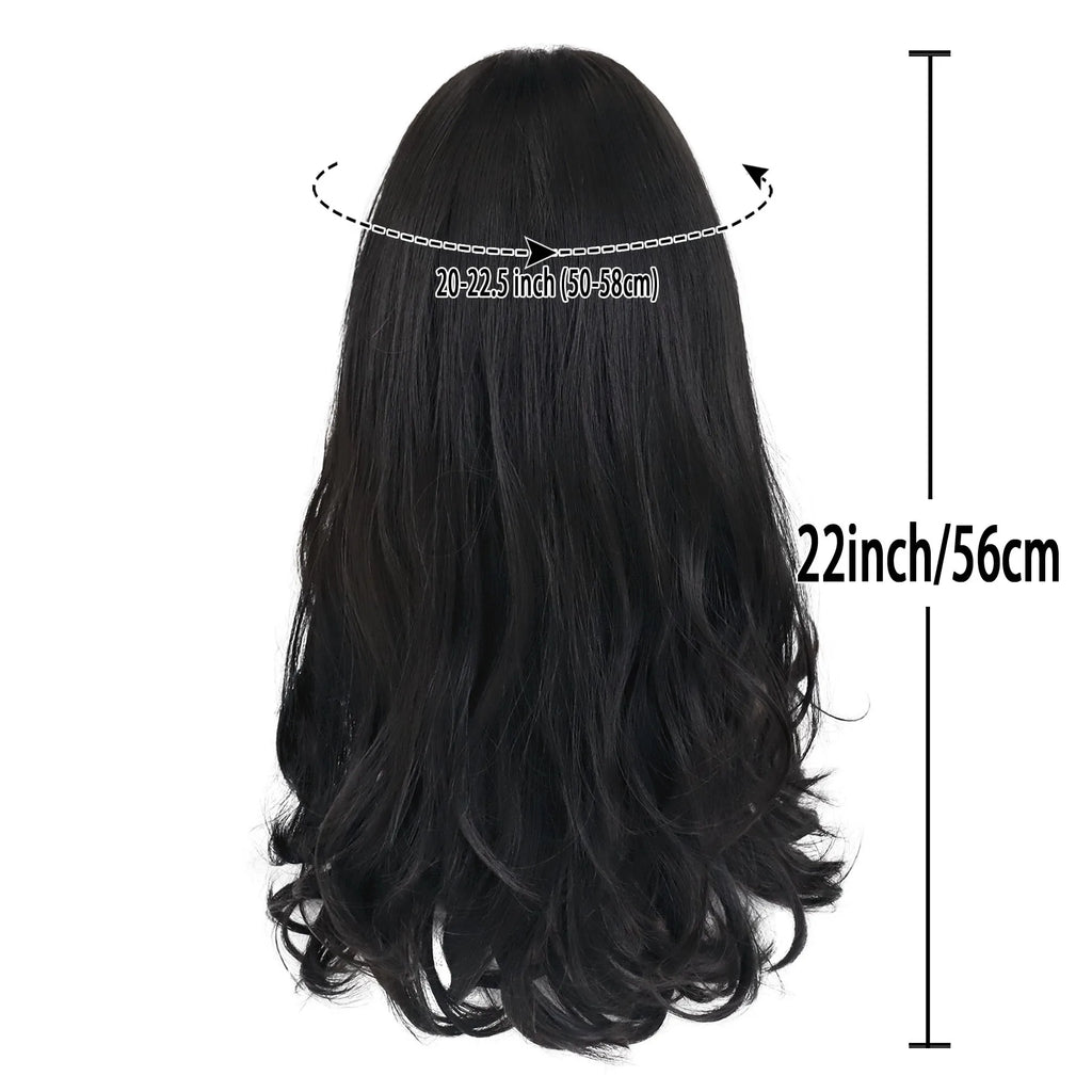 GNIMEGIL Synthetic Middle Part Natural Black Wigs for Men Long Curly Hair Wig with Cap Male Daily Party Costume Cosplay Wear