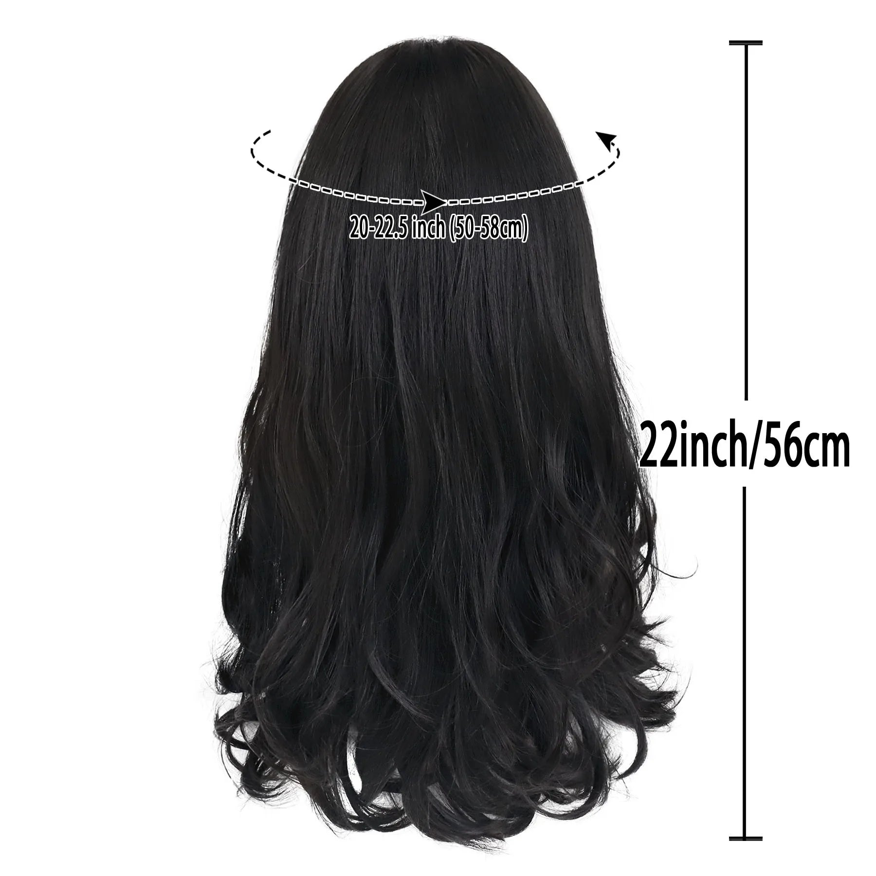 GNIMEGIL Synthetic Middle Part Natural Black Wigs for Men Long Curly Hair Wig with Cap Male Daily Party Costume Cosplay Wear