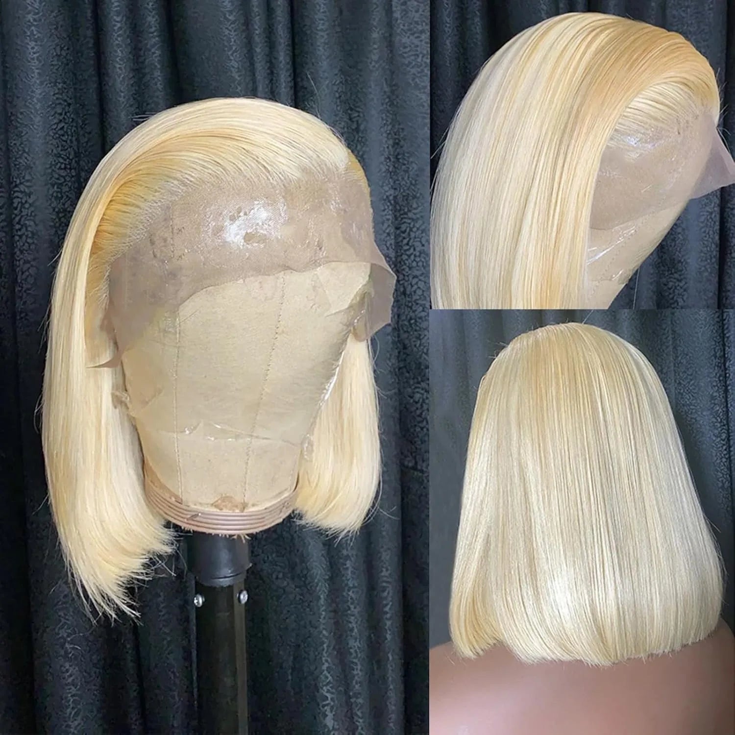 613 Blonde Bob Wig Human Hair 200% Density Straight Bob Wig Human Hair 13x4 HD Lace Frontal Wigs 100% Real Brazilian Human Hair
