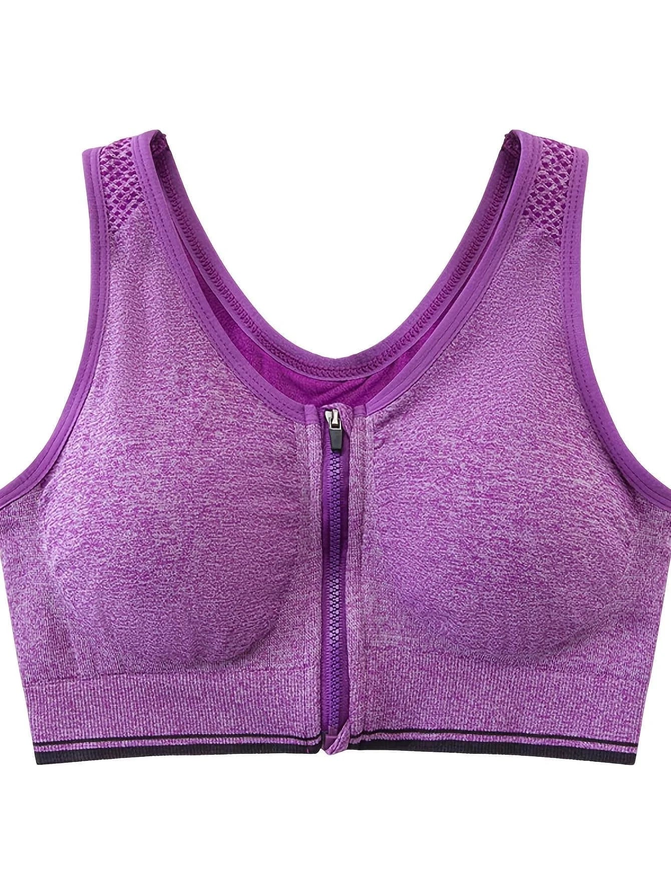 Fitness sports underwear large size front zipper sports chest breathless steel ring running vest yoga running sports underwear