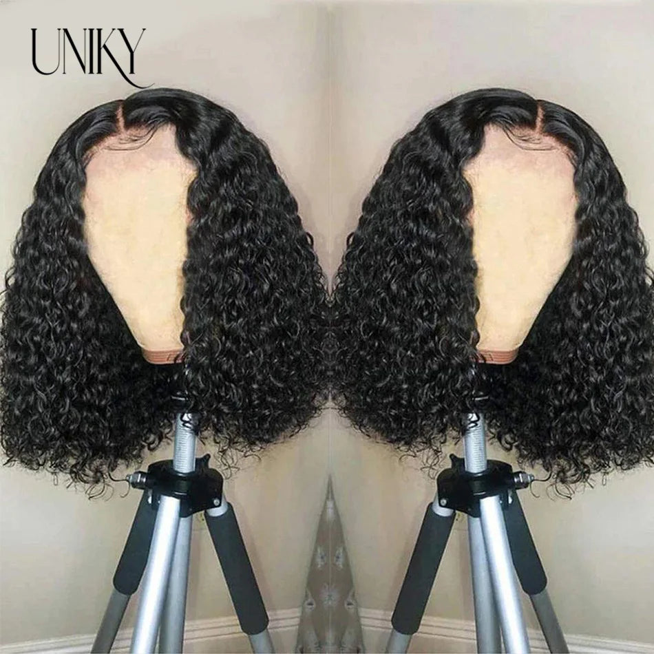 Kinky Curly Human Hair Bob Wig Water Lace Front original Human Hair Wigs For Women PrePlucked Brazilian 13x4 Lace Frontal Wig