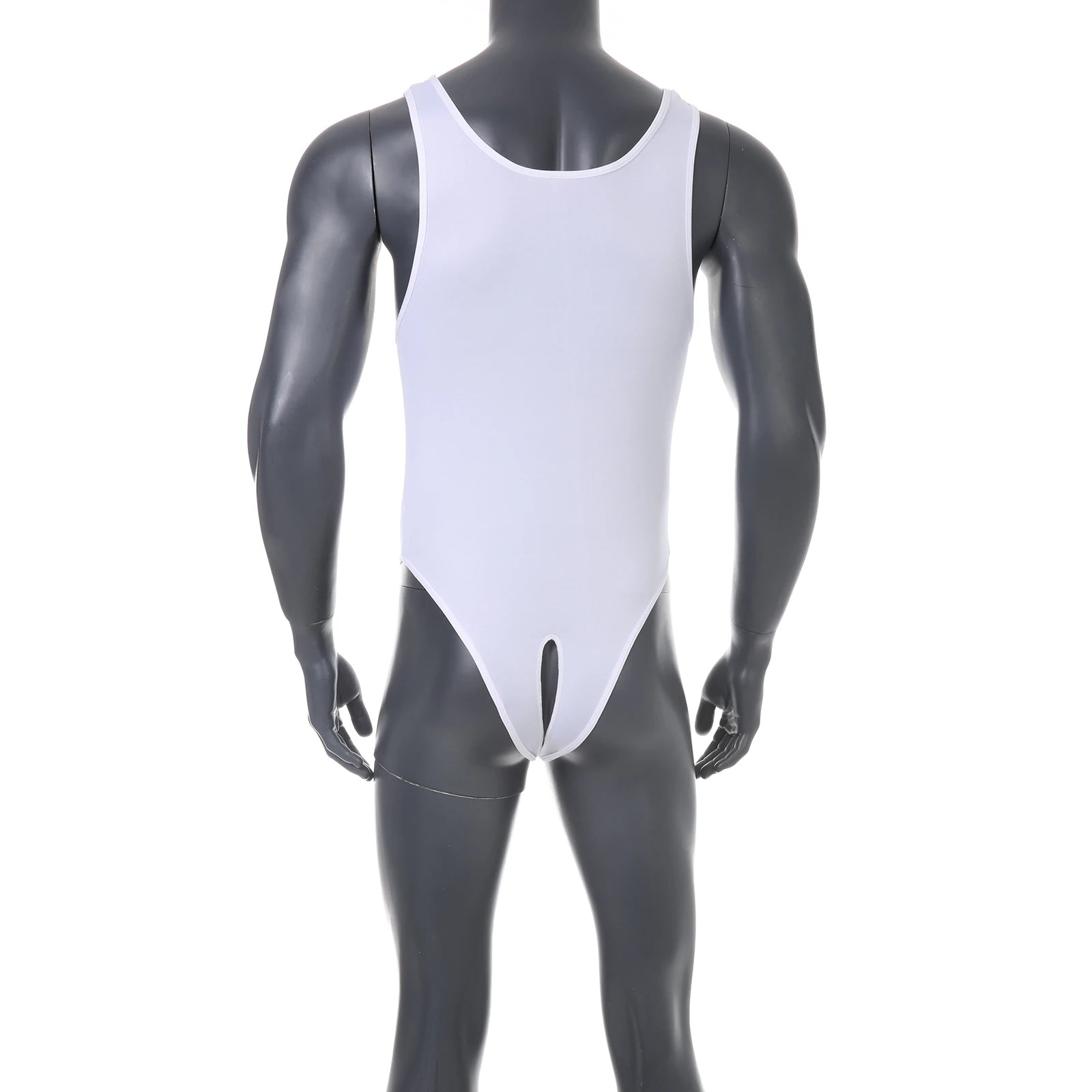 Men Shapewear Bodysuit Tummy Control Sexy Leotard Jock Strap Slimming Sleeveless Open Buttocks One-Piece Undershirt Shaper