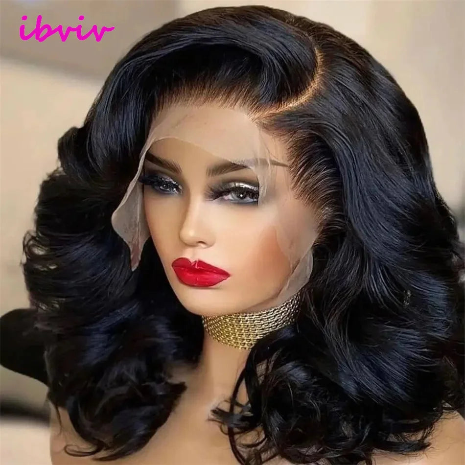 Super Double Drawn Glueless Wig 100% Human Hair Ready To Go 12inch Loose Deep 250% High Density 13x4 Transparent Lace Front Wigs