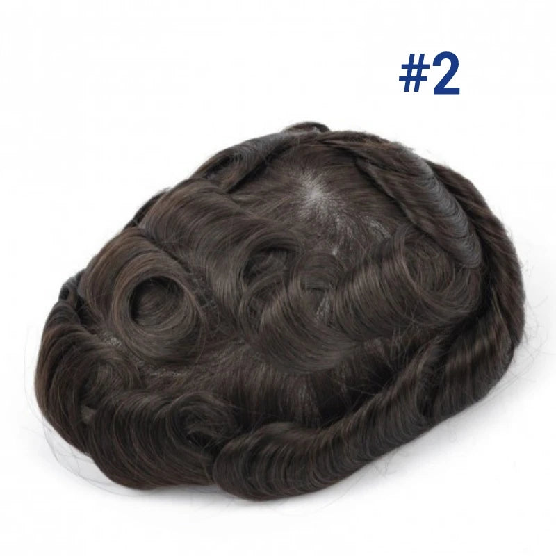 Men Wig Natural Human Hair Toupee Mono Male Wig  Durable Male Hair Prosthesis Toupee Men 6" Hair Replacement System For Men