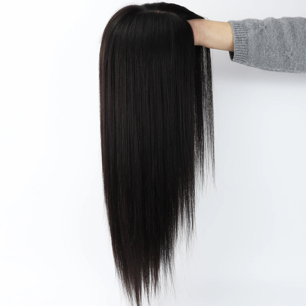 Layer Human Hair Wig for Women 6x6" Silk Base Wig with PU Around Medium Brown Hair Wig with Elastic Net Soft Breathable