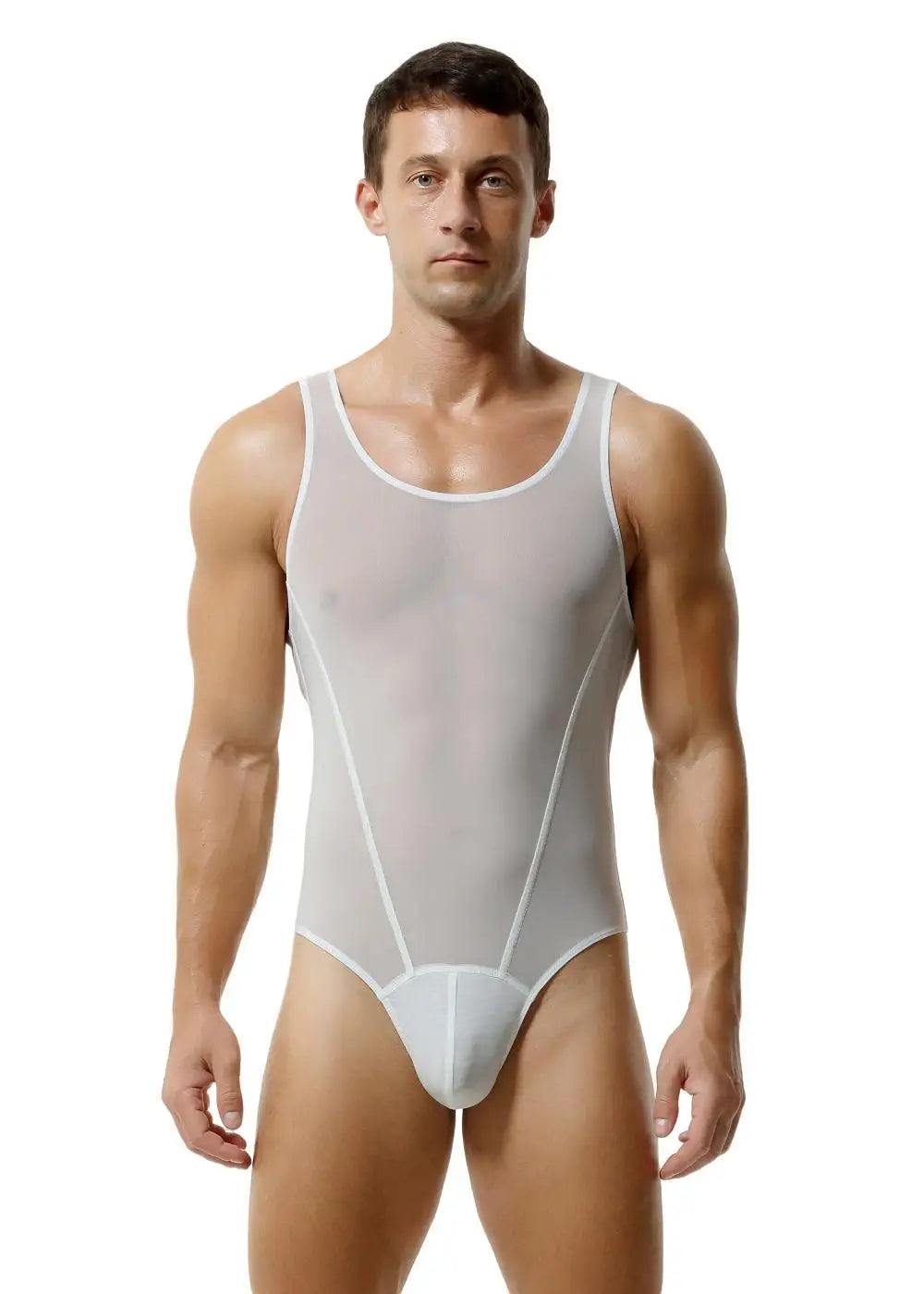 TAUWELL Mens Shapewear Singlets Sexy Underwear Fitness Sport Mesh Breathable Undershirts Men Bodysuit Thongs