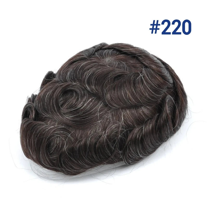 Men Wig Natural Human Hair Toupee Mono Male Wig  Durable Male Hair Prosthesis Toupee Men 6" Hair Replacement System For Men