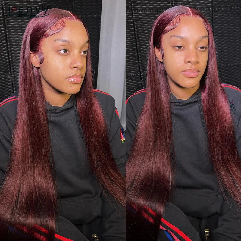 Red Burgundy Bye Bye Knots Wig Blonde Ginger Lace Front Wig 9X6 Glueless Wig Straight Human Hair Wigs Wear Go Pre-Cut Lace Wigs