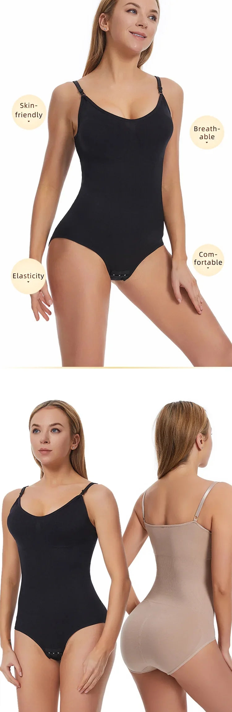 Bodysuit Shapewear Women Tank Top Tummy Control Full Body Shaper Anti Chafing Shorts Slimming Waist Trainer Butt Lifter
