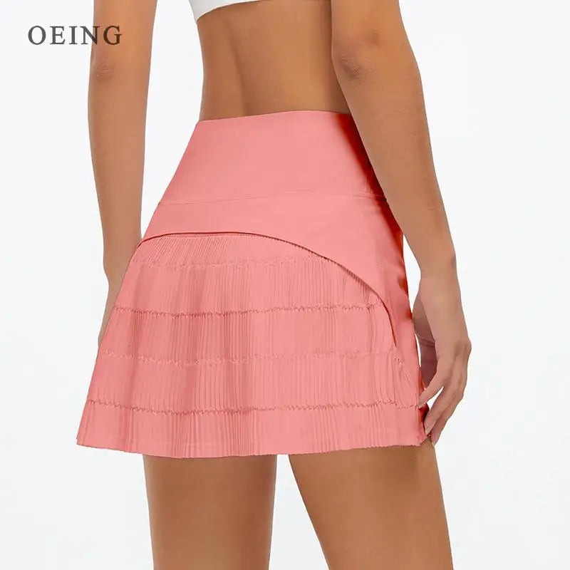 Women Sports Tennis Skirts Fitness Running Shorts High Waist Athletic Skirt With Pockets Pleated Sport Skort Golf Sportswear