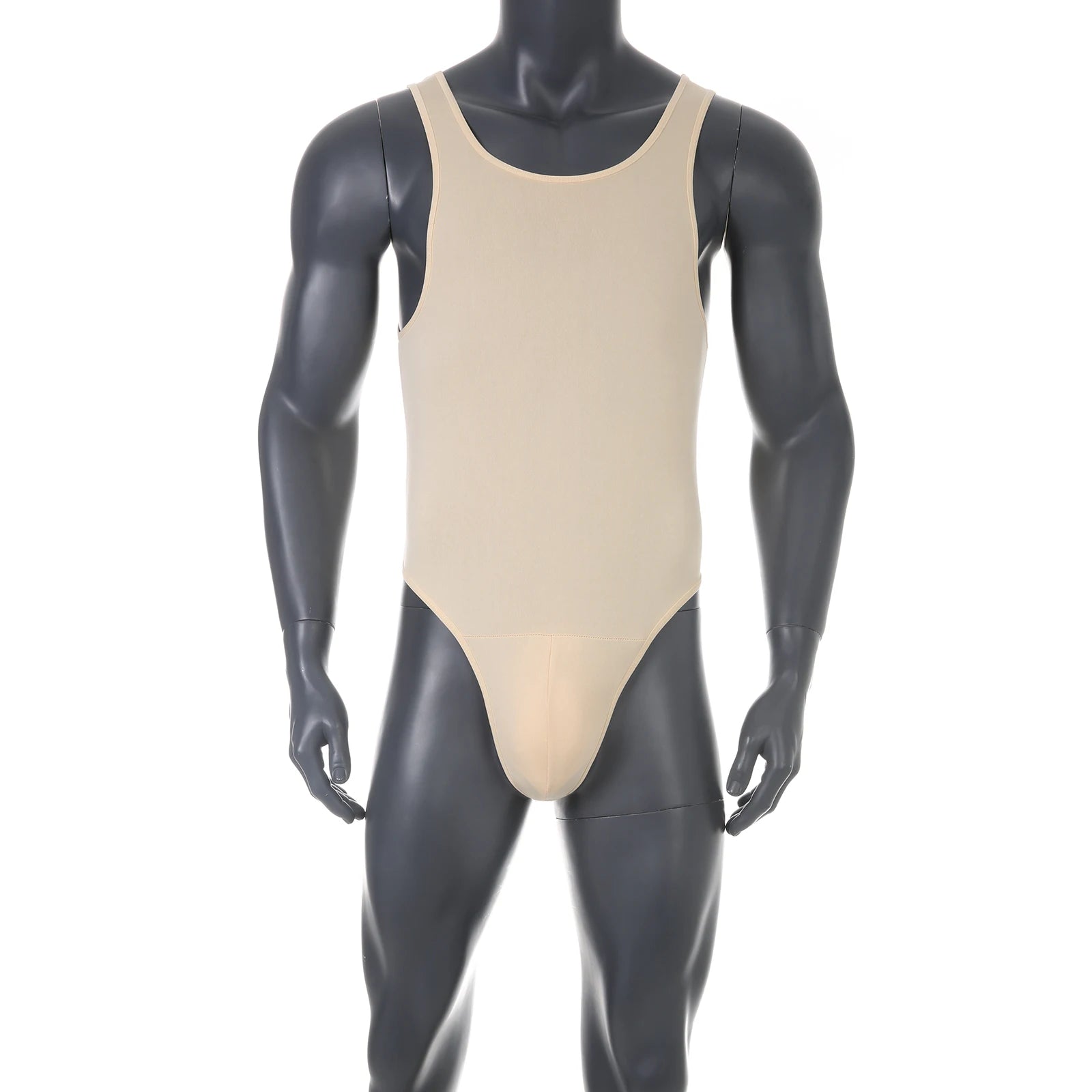 Men Shapewear Bodysuit Tummy Control Sexy Leotard Jock Strap Slimming Sleeveless Open Buttocks One-Piece Undershirt Shaper