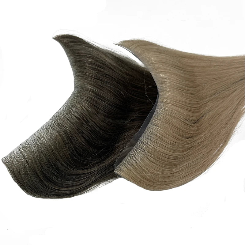 V Frontal Toupee for Men Wigs 2.5x16 Thin Skin PU V Loop Men Toupee Breathable V Style Front Wigs Blonde Color Forehead Hairline