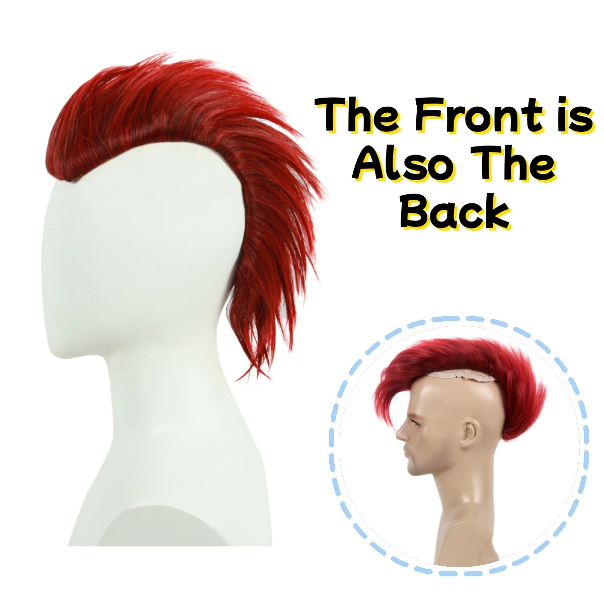 REEWES Men's Halloween Mohawk Wig in Brown Adults Short Hair Wigs for Men Synthetic Fiber Cosplay Hair Accessories