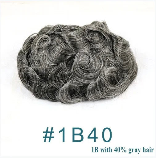 Super Natural Men's Toupee Durable Human Hair Wigs 1b80 Gray Black White Blonde Microskin Thin PU Affordable Capillary Prosthsi