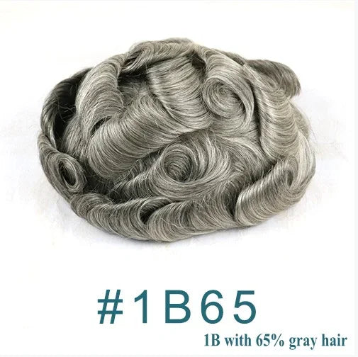 Super Natural Men's Toupee Durable Human Hair Wigs 1b80 Gray Black White Blonde Microskin Thin PU Affordable Capillary Prosthsi