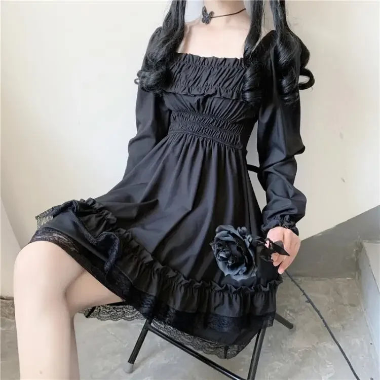 Black Dresses Women Fashion All-match Designed Harajuku Streetwear Aesthetic Clothing Hepburn Vestidos De Mujer Daily Ins Chic