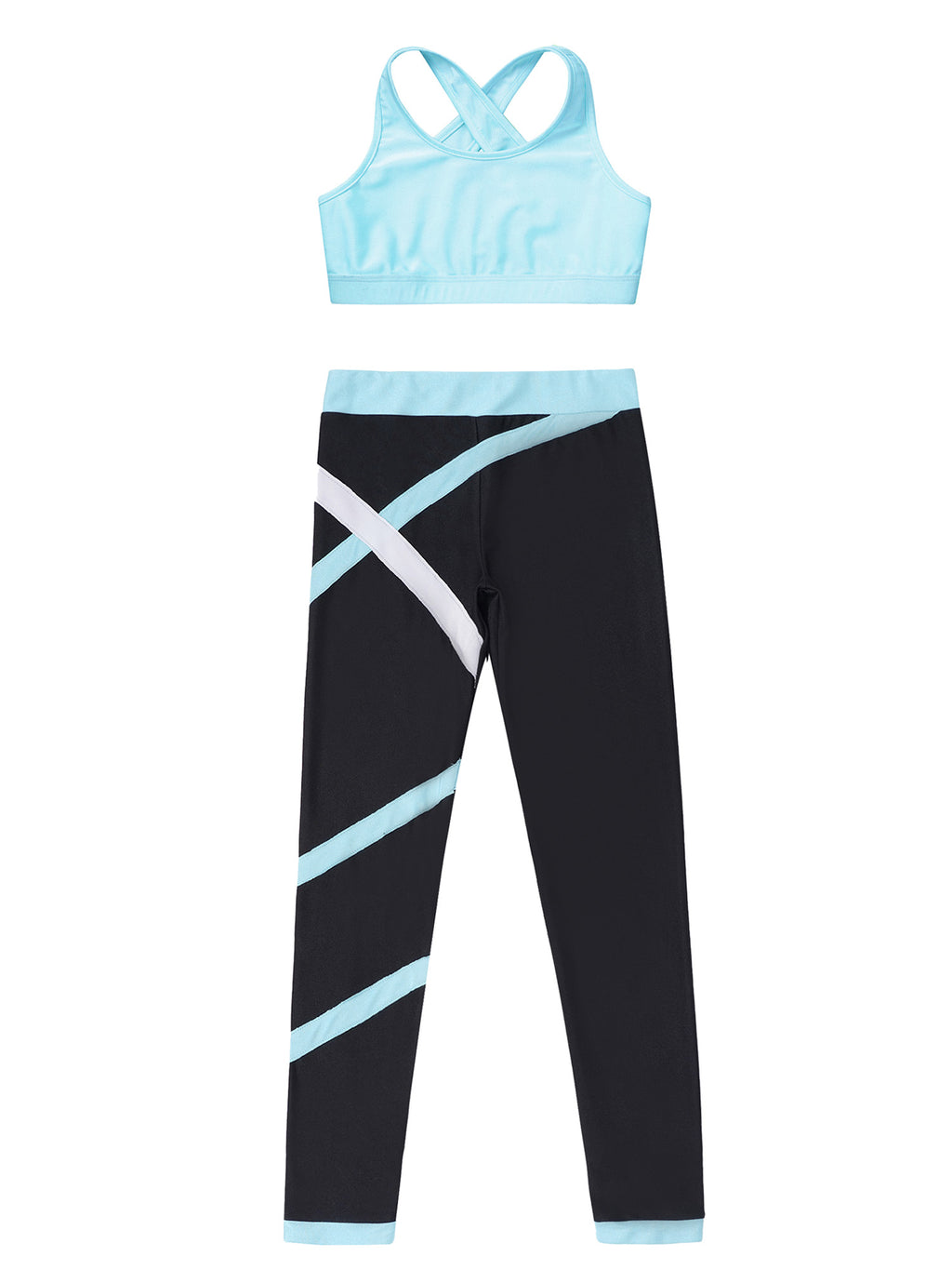 Sport Sets for Kids Girls Yoga Tracksuits Sleeveless U Neck Crop Top with Leggings Pants Set for Fitness Gym Workout Sportswear