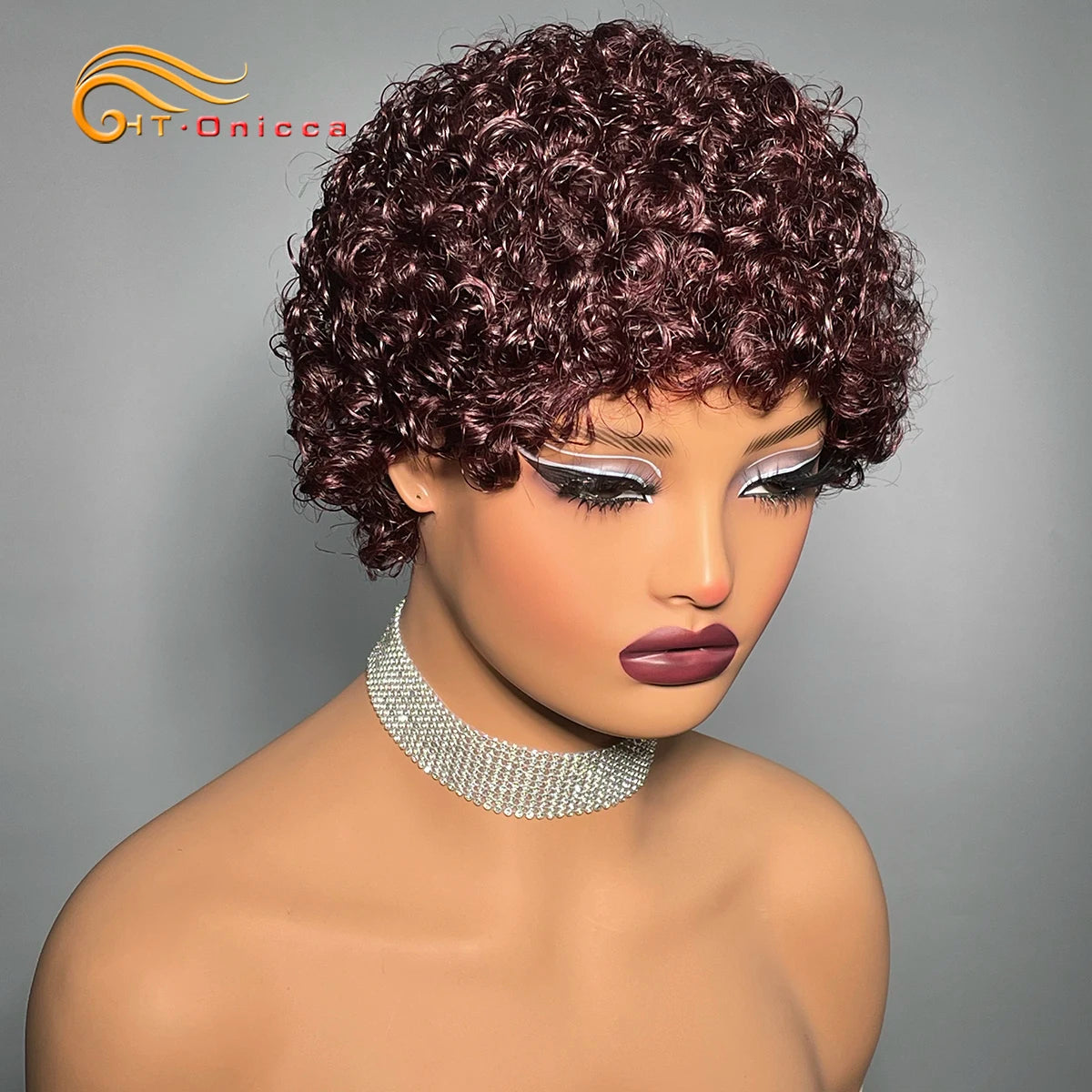99J Short Curly Human Hair Wigs For Women Full Machine Made Kinky Curly Wigs Human Hair Choice Cheap Wigs On Clearance Sale