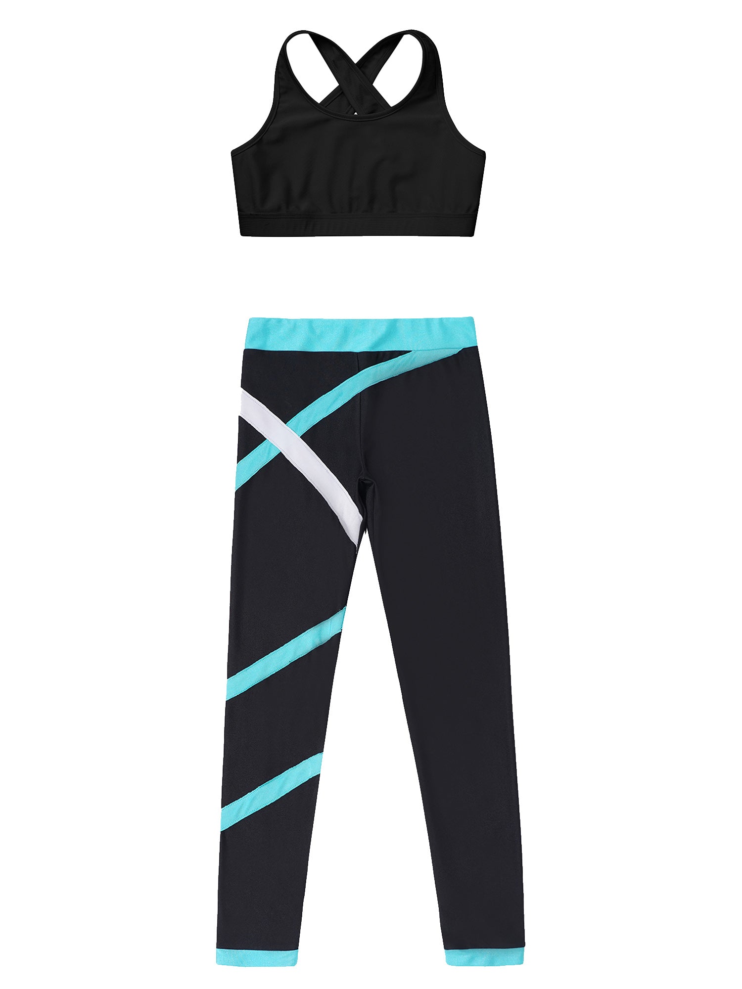 Sport Sets for Kids Girls Yoga Tracksuits Sleeveless U Neck Crop Top with Leggings Pants Set for Fitness Gym Workout Sportswear