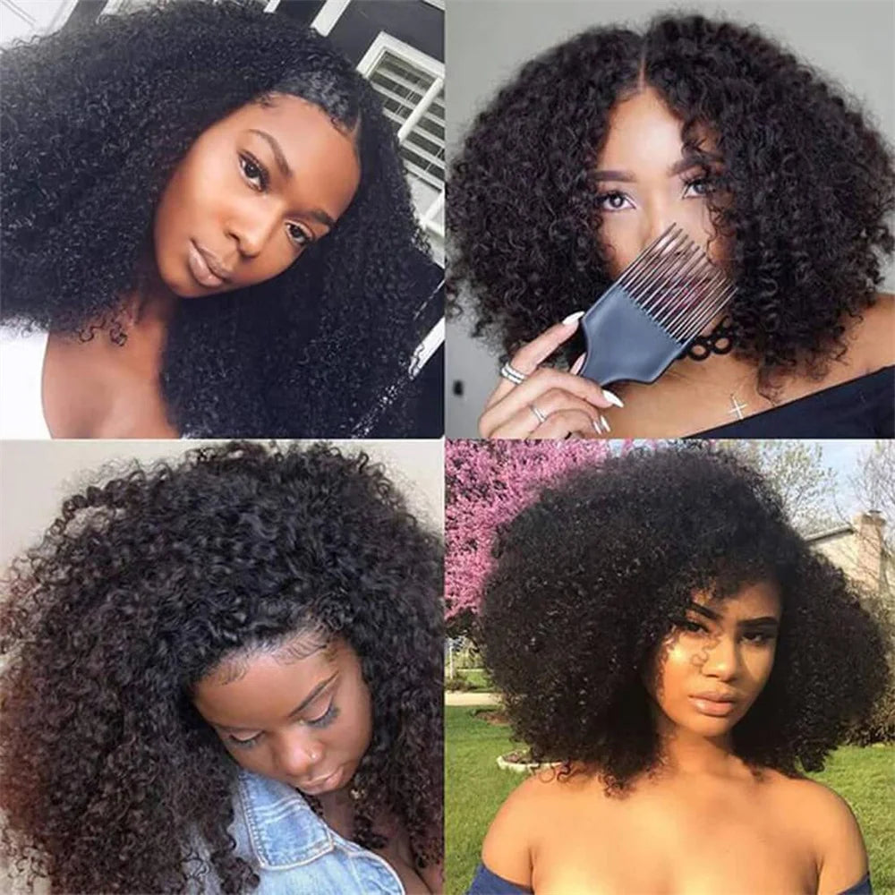 V Part Wig Human Hair No Leave Out Malaysian Afro Kinky Curly Human Hair Full Machine Made Wigs For Women 10-24 inch