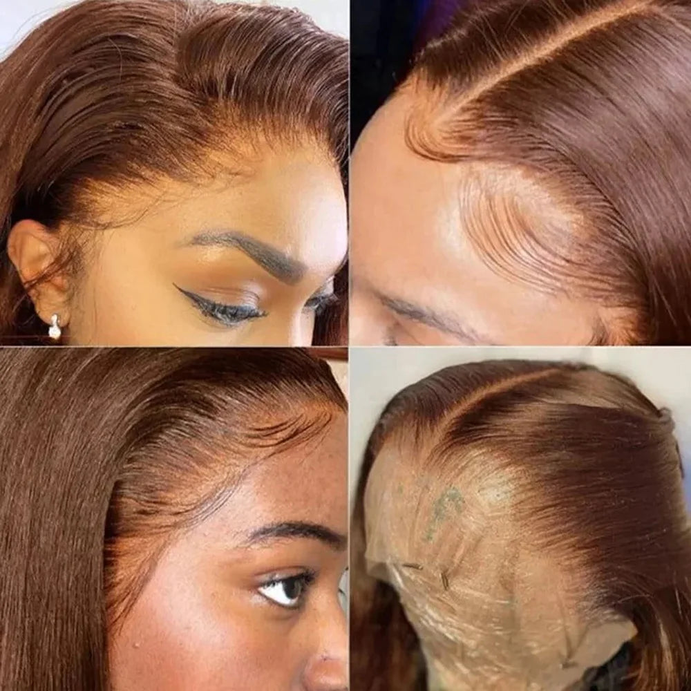 Wear Go Glueless Wig Preplucked Chocolate Brown #4 Dark Brown Straight Human Hair Wigs Ready To Go HD Lace Front Human Hair Wigs