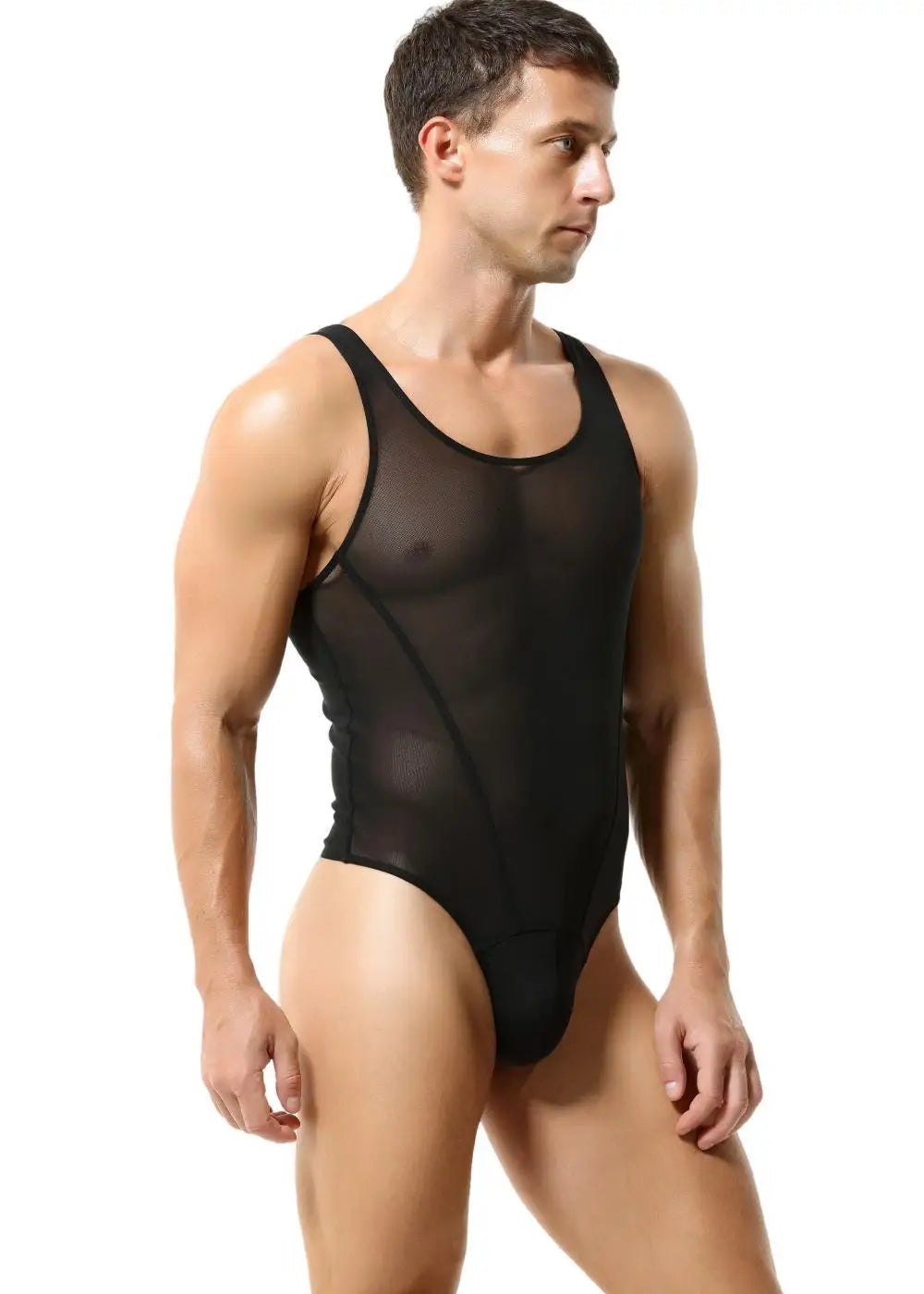 TAUWELL Mens Shapewear Singlets Sexy Underwear Fitness Sport Mesh Breathable Undershirts Men Bodysuit Thongs
