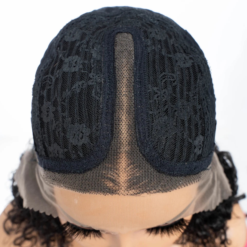 Sleek Curly Human Hair Wigs For Women 12 Inch Short Curly Bob Human Hair Wigs 13X6X1 Lace Front Wigs Natural Curly Bob Lace Wigs