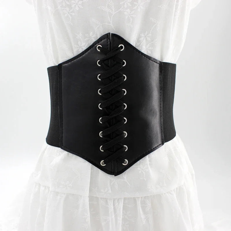 Black Body Shapewear Women Gothic Clothing Underbust Waist Cincher Trainer Pu Leather Elastic Sexy Bridal Corsets and Bustiers