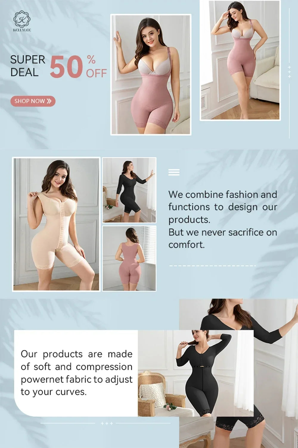 Shaped Up Open-Breasted Shapewear Modeling Fajas Colombianas Medium Shaped Front Breasted Sexy Bodysuits with Adjustable Straps