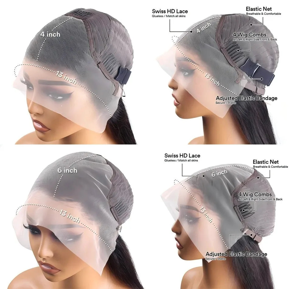 Deep Wave Human Hair Wigs 13X6 Hd Lace Frontal Wig Water Wave Lace Front Wigs Curly Brazilian Wigs 200 Density 40 Inch For Women