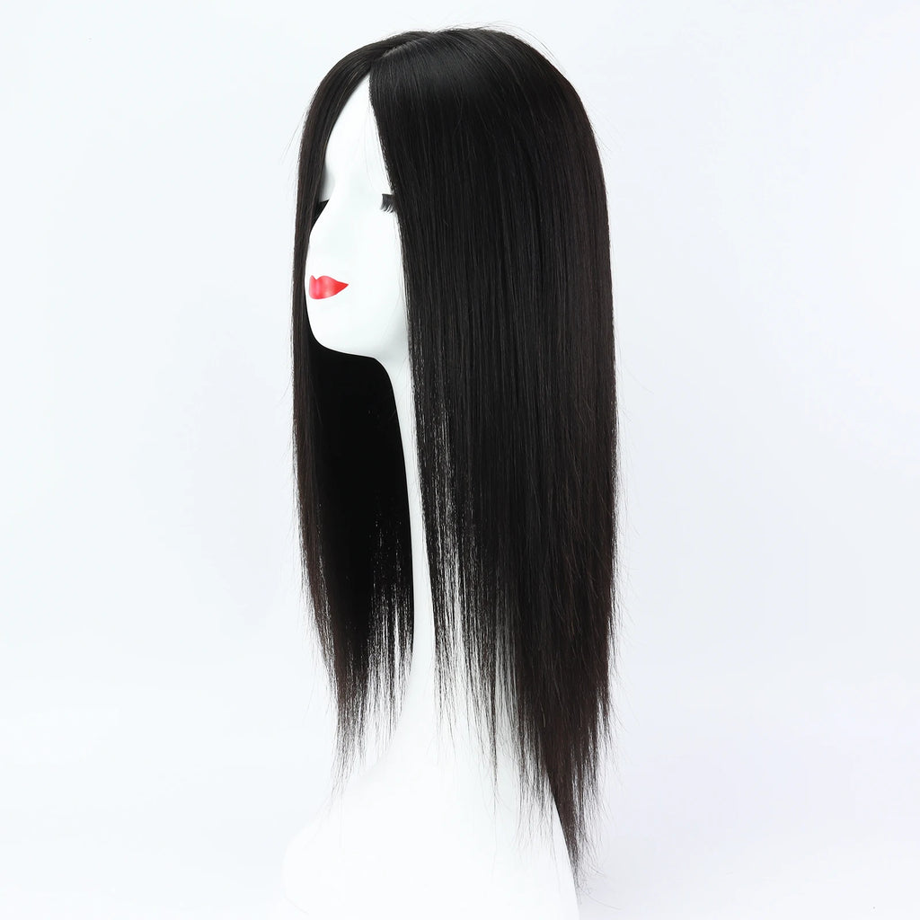 Layer Human Hair Wig for Women 6x6" Silk Base Wig with PU Around Medium Brown Hair Wig with Elastic Net Soft Breathable