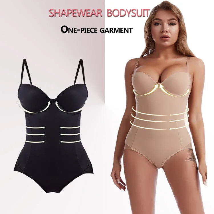 Underwire White Bodysuit Women Shapers Stretch Solid Color Silky Underwear Shapewear