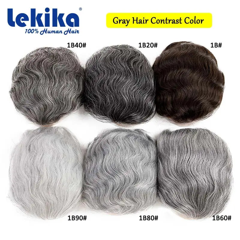 Men Wig Gray Hair Natural Haline Lace Front with Mono Top 6" Men's Capillary Prothesis Durable Toupee Men Wigs For Man
