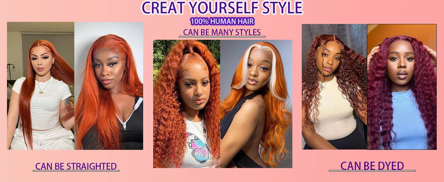 Curly Orange Ginger Brazilian Human Hair