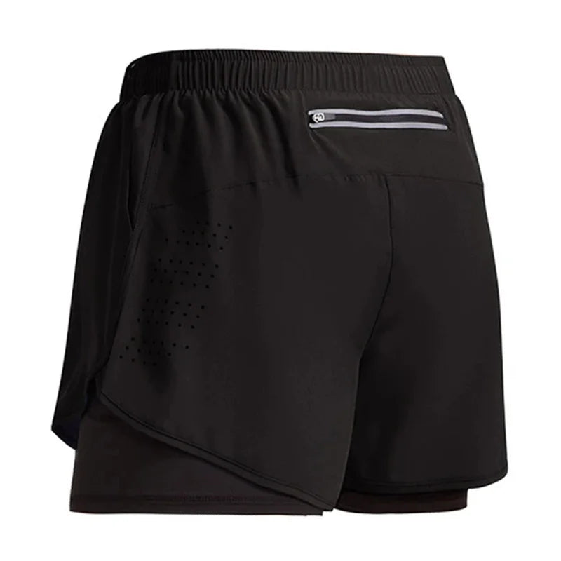 2025 Sport Shorts Men Sportswear Double-deck Training Short Pant Summer 2 In 1 Beach Homme Clothing Jogging Gym Running Shorts