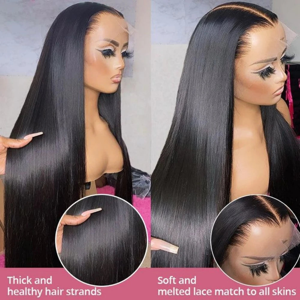 Bone Straight Double Drawn Human Hair Wig 220% Density 13x4 Transparent Lace Frontal Raw Vietnamese Remy Hair Full End Wigs