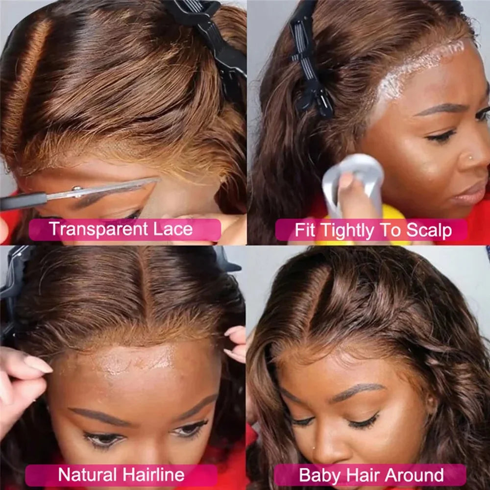 Wear Go Glueless Wig Preplucked Chocolate Brown #4 Dark Brown Straight Human Hair Wigs Ready To Go HD Lace Front Human Hair Wigs