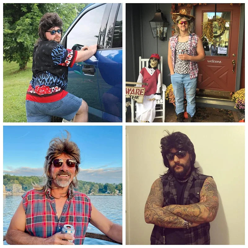 8 Styles Mullet Wigs for Men 70s 80s Costumes Fancy Party Accessory Cosplay Hallowmas Performance Synthetic Wig
