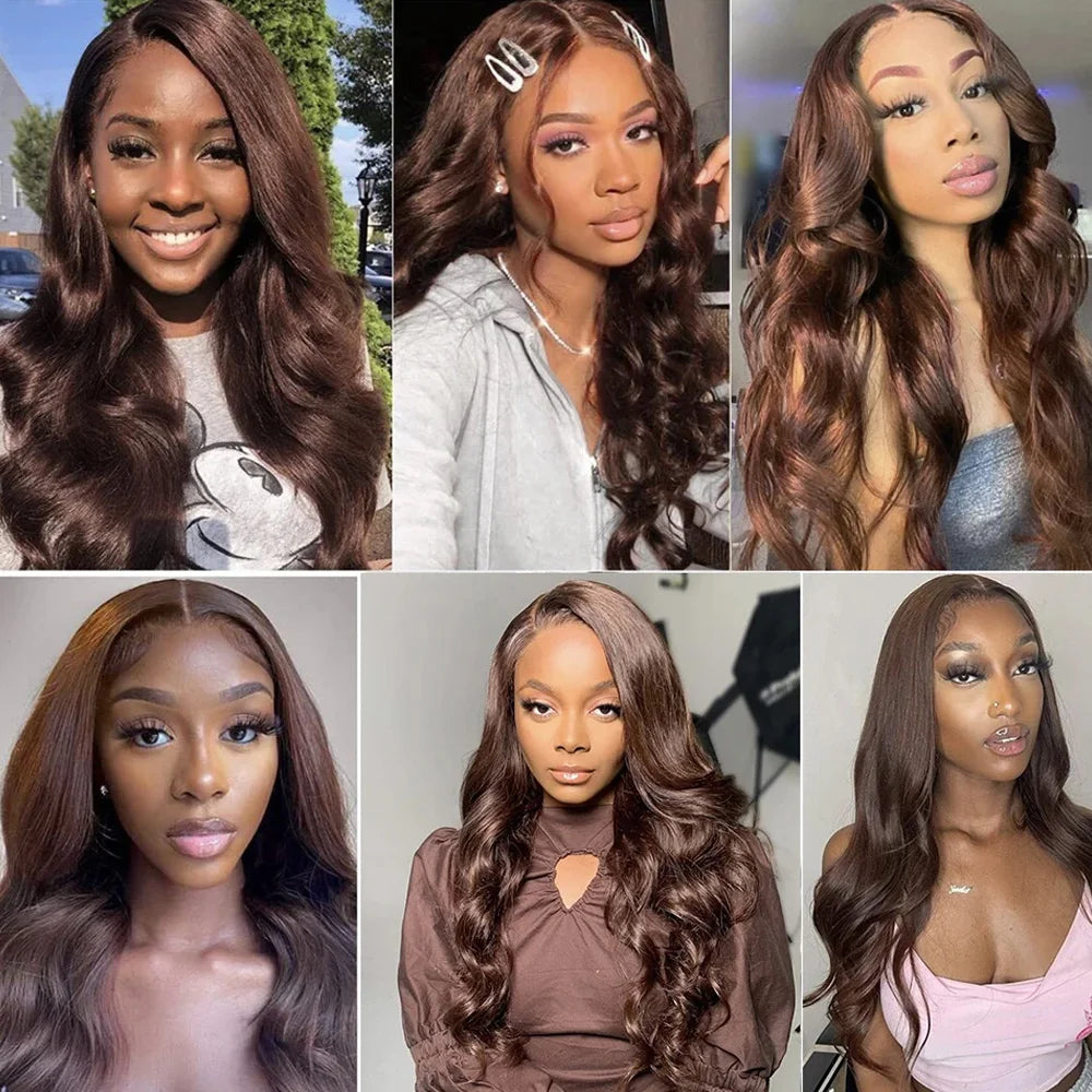 Wear Go Glueless Wig Preplucked Chocolate Brown #4 Dark Brown Straight Human Hair Wigs Ready To Go HD Lace Front Human Hair Wigs