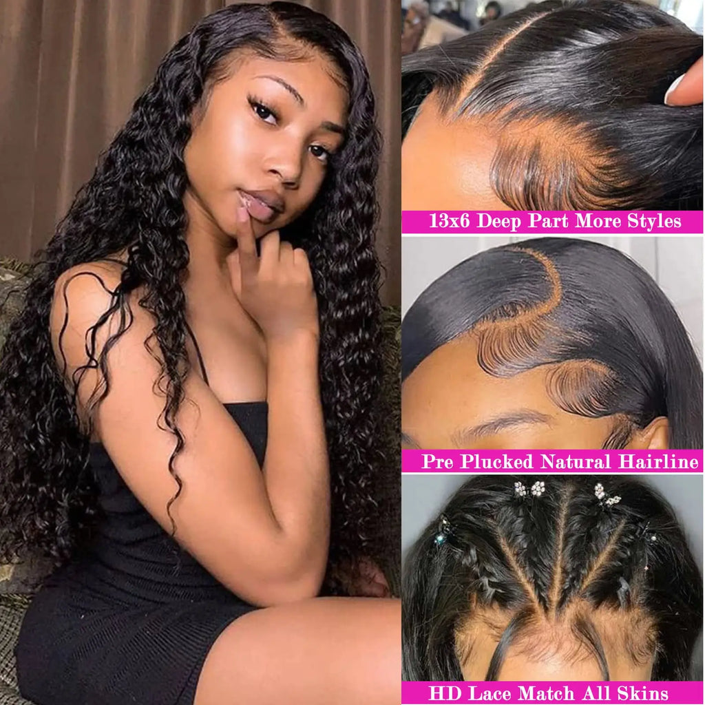 40 Inch Hd 13x6 Curly Lace Front Human Hair Wigs Brazilian For Women Pre Plucked Transparent 13x4 Deep Wave Frontal Wig