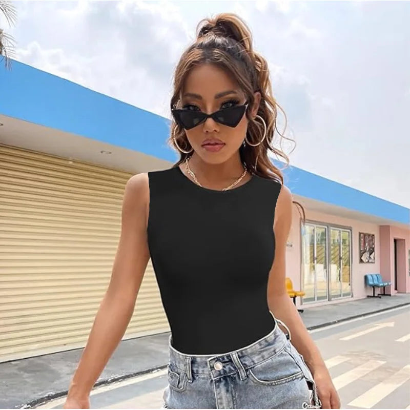 Guudia Shapewear Tanks Women Seamless Tanks Sleeveless Compression Tanks Round Neck Tnak Top Stretchy Camisole Spandex Elastic