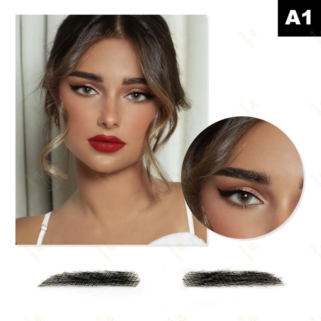 WIGUNDLE Women/Man's Eyebrows Hair Eyebrows Six Style 100% Human Hair Artificial Weaving Lace Workers' Hair Braided Eyebrow Wigs