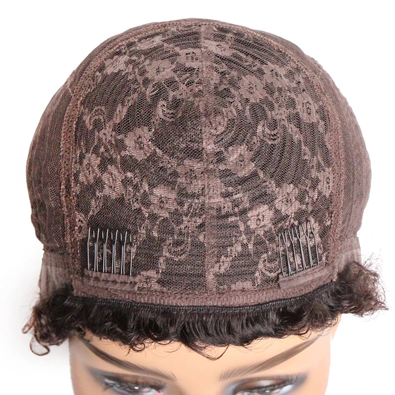Short Curly Human Hair Wigs For Women Full Machine Made Kinky Curly Wigs Human Hair 150% Density Pixie Cut Wig